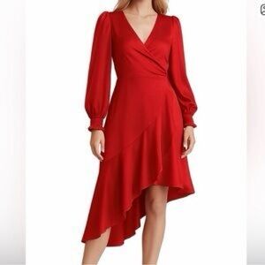 DKNY Red Asymmetrical Dress